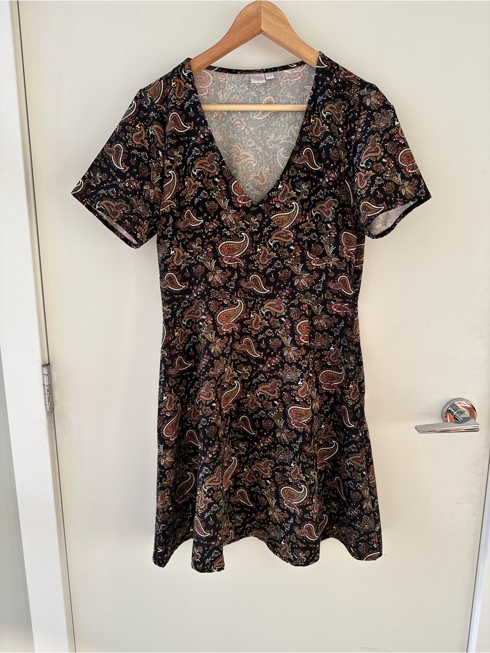 twik Black Paisley V-Neck Mini Dress